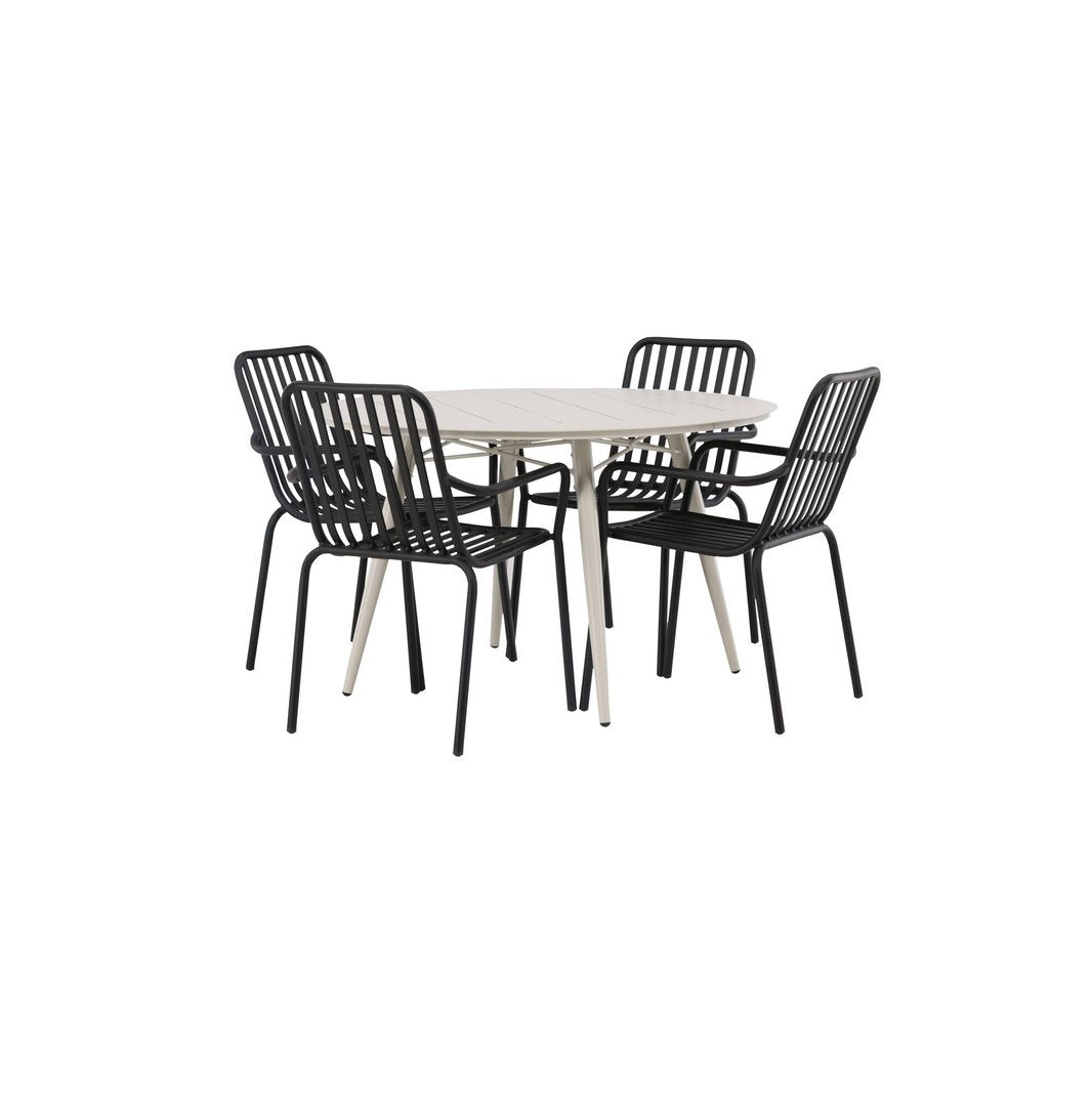 Lina Spisebord Rundt120 cm + Peking spisestoler Venture Design Spisegruppe