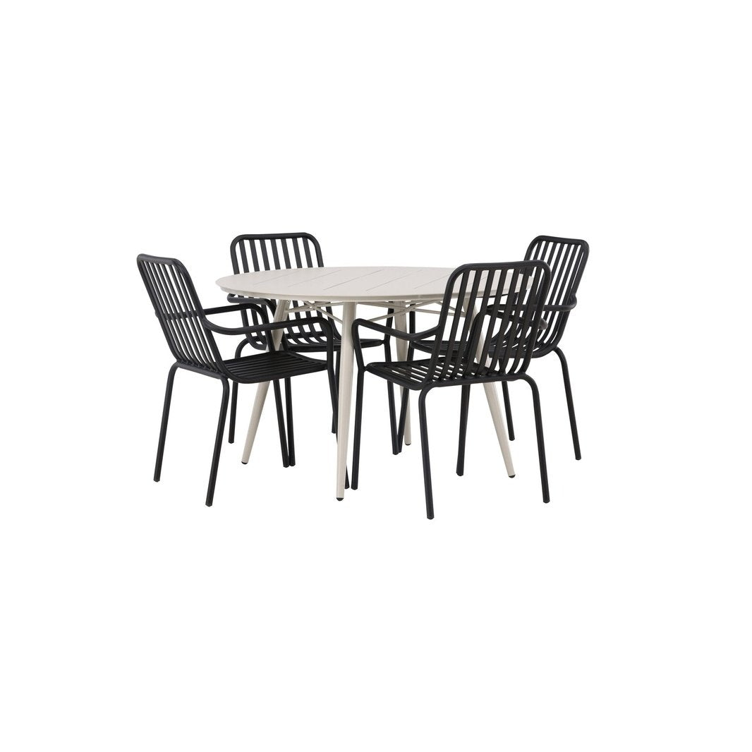 Lina Spisebord Rundt120 cm + Peking spisestoler Venture Design Spisegruppe
