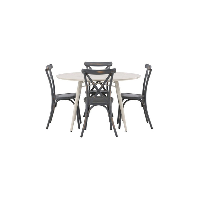 Lina Spisebord Rundt120 cm + Tablas spisestoler Venture Design Spisegruppe