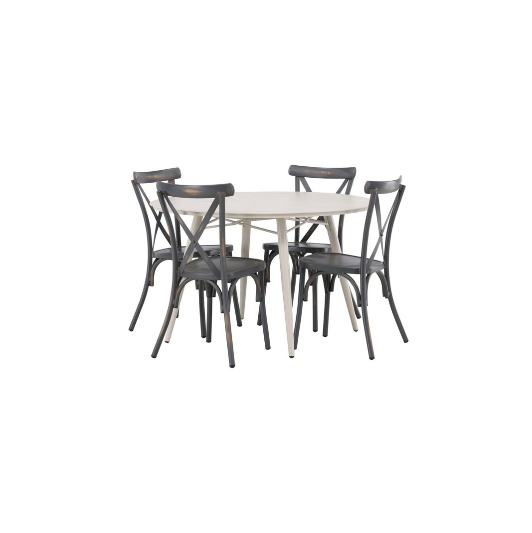 Lina Spisebord Rundt120 cm + Tablas spisestoler Venture Design Spisegruppe