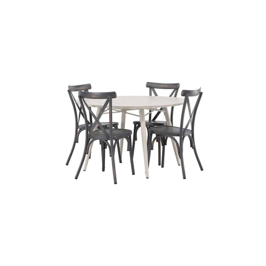 Lina Spisebord Rundt120 cm + Tablas spisestoler Venture Design Spisegruppe
