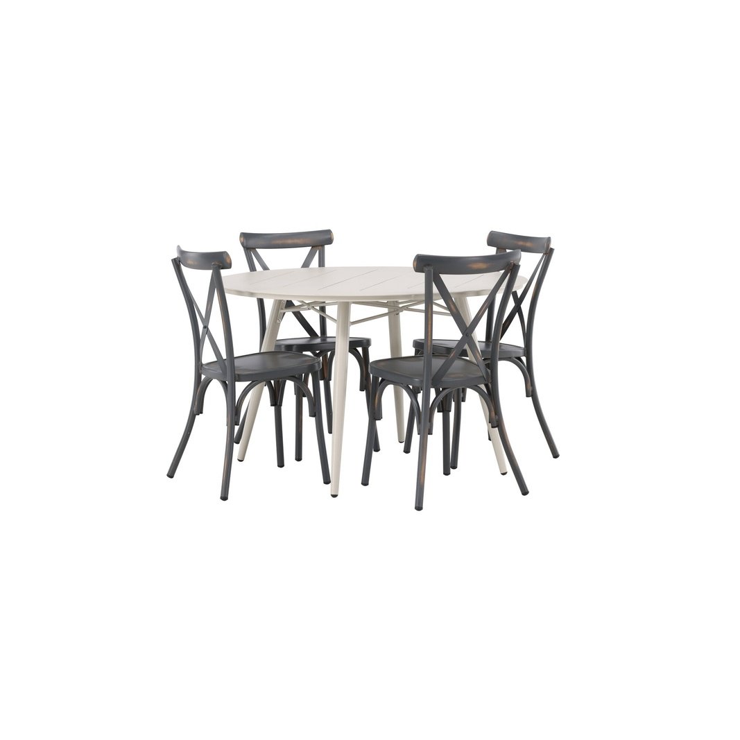 Lina Spisebord Rundt120 cm + Tablas spisestoler Venture Design Spisegruppe
