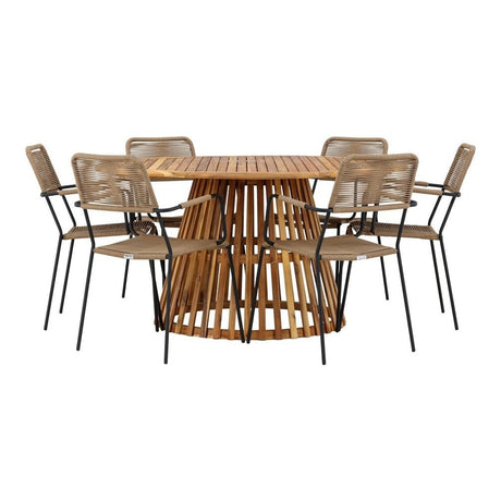 Tucumán spisebord ø120 + Lindos Lenestol / Venture Design Spisegruppe