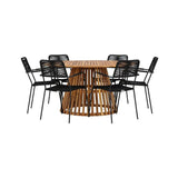 Tucumán spisebord Akasia ø120 + Lindos lenestol Venture Design Spisegruppe