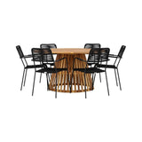 Tucumán spisebord Akasia ø120 + Lindos lenestol Venture Design Spisegruppe