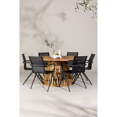 Tucumán spisebord Akasia ø120 + Alina spisestoler Venture Design Spisegruppe