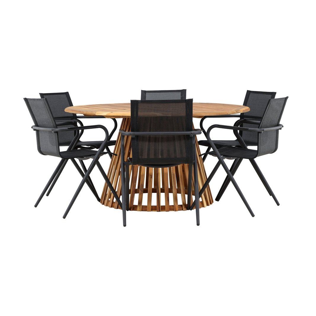 Tucumán spisebord Akasia ø120 + Alina spisestoler Venture Design Spisegruppe
