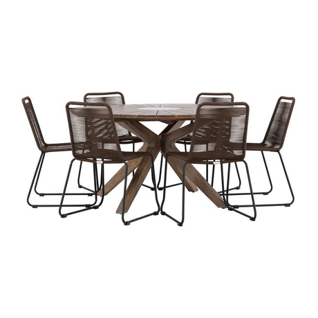 Rosario spisebord- Ø140 + Lindos spisestoler Venture Design Spisegruppe