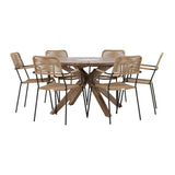 Rosario spisebord- Ø140 + Lindos Lenestol Venture Design Spisegruppe
