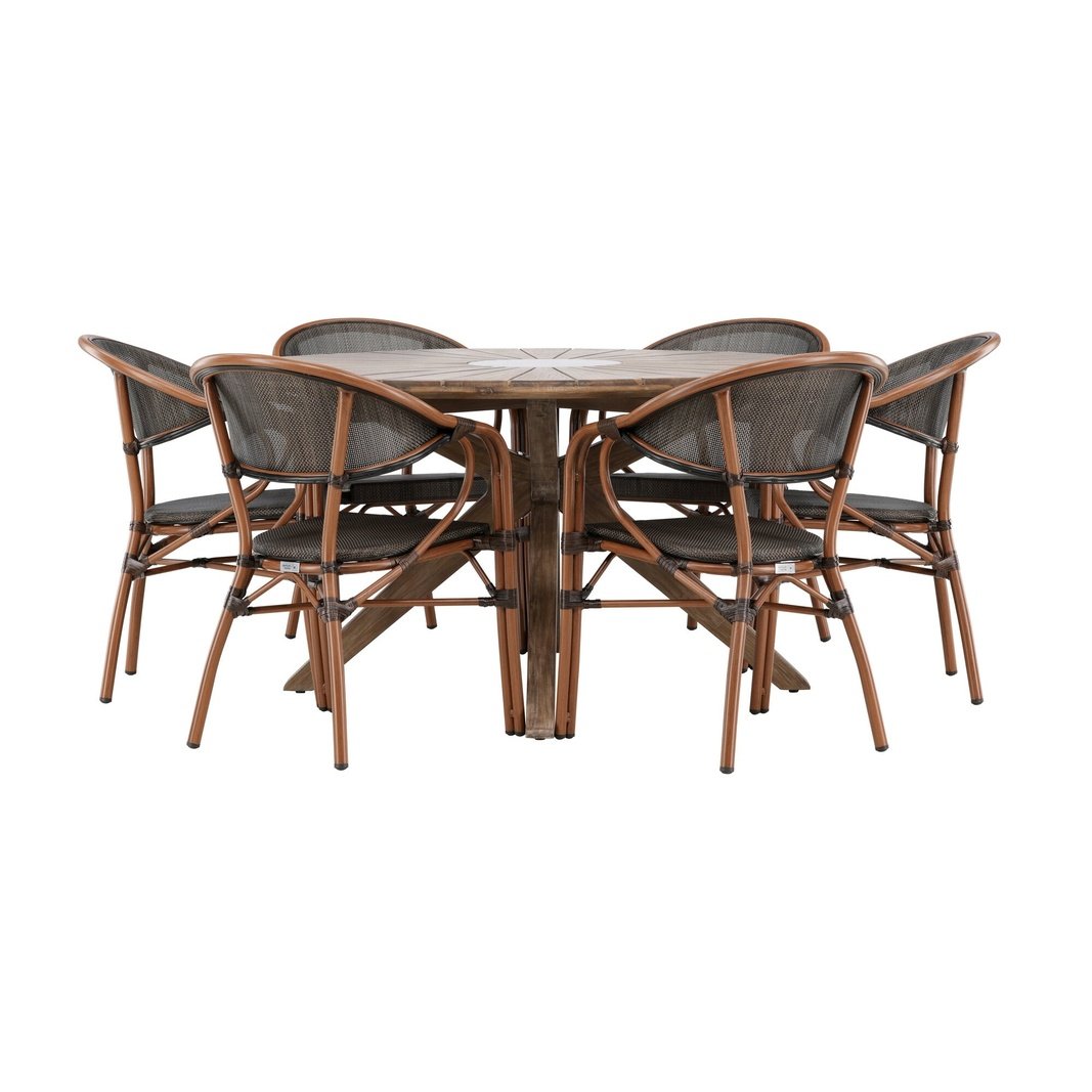 Rosario spisebord- Ø140 + Vila Real Caféstol Venture Design Spisegruppe