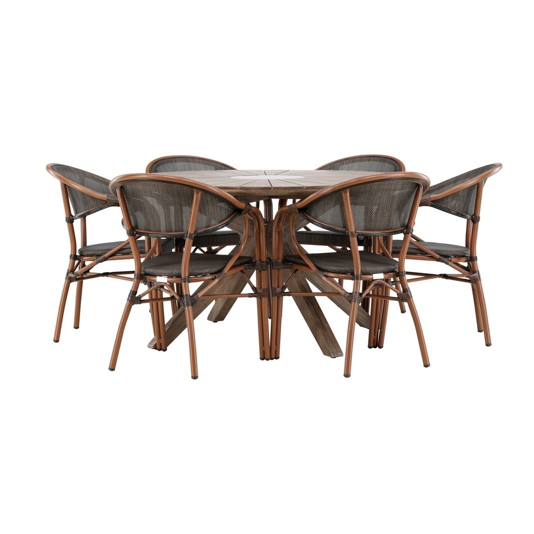 Rosario spisebord- Ø140 + Vila Real Caféstol Venture Design Spisegruppe