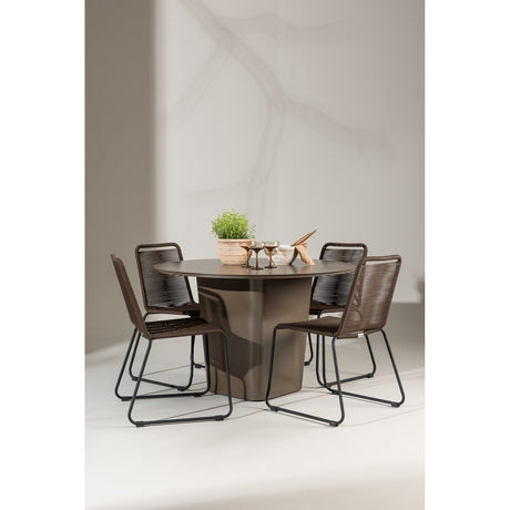 Santa Fe Spisebord ø120 Roasty + Lindos spisestoler Venture Design Spisegruppe