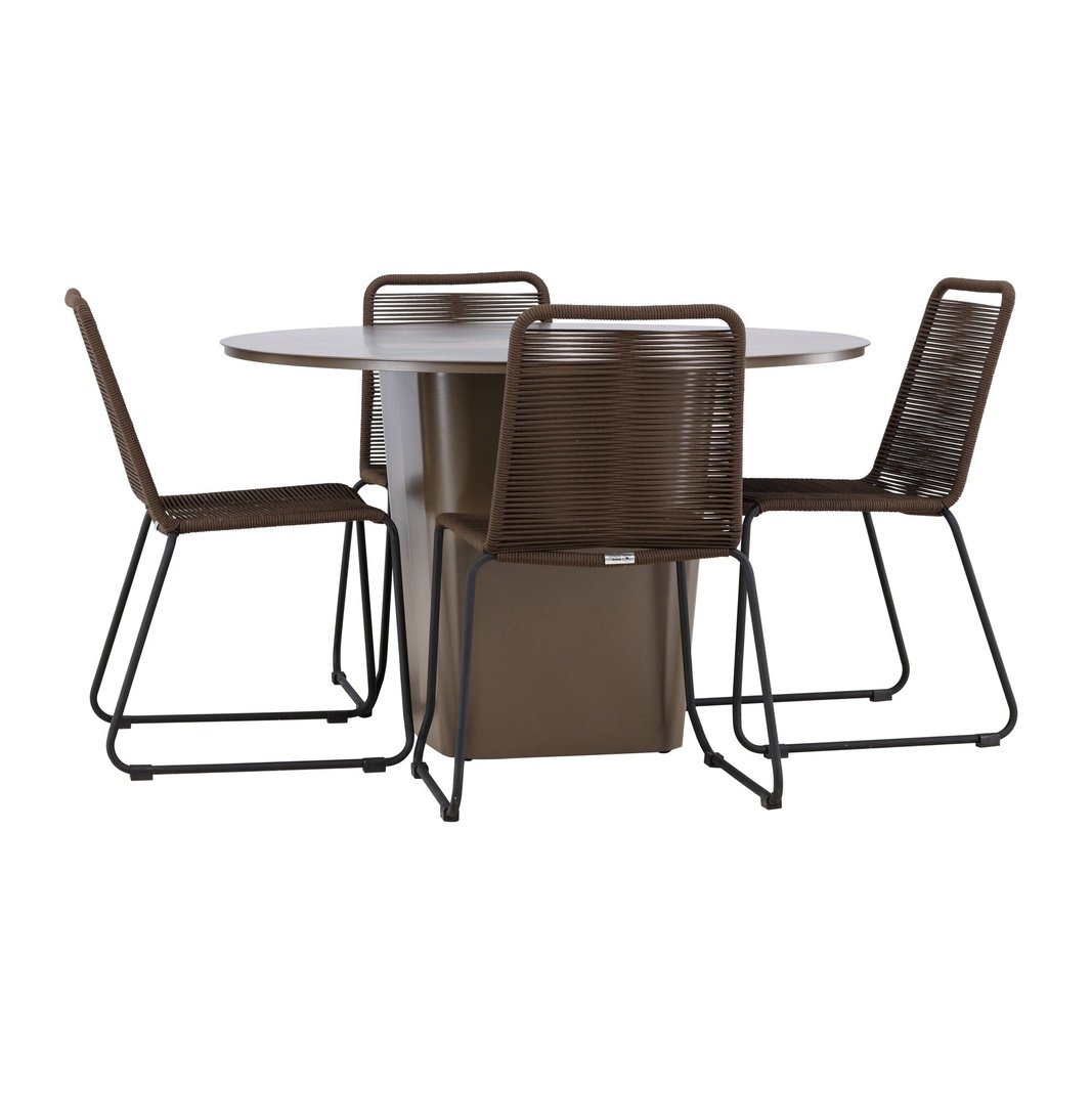 Santa Fe Spisebord ø120 Roasty + Lindos spisestoler Venture Design Spisegruppe