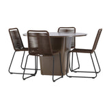 Santa Fe Spisebord ø120 Roasty + Lindos spisestoler Venture Design Spisegruppe