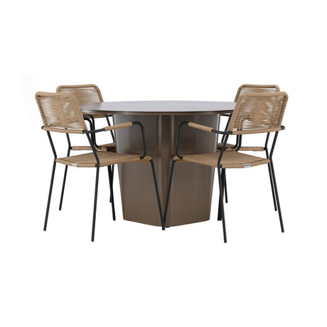 Santa Fe Spisebord ø120 Roasty + Lindos Lenestol Venture Design Spisegruppe