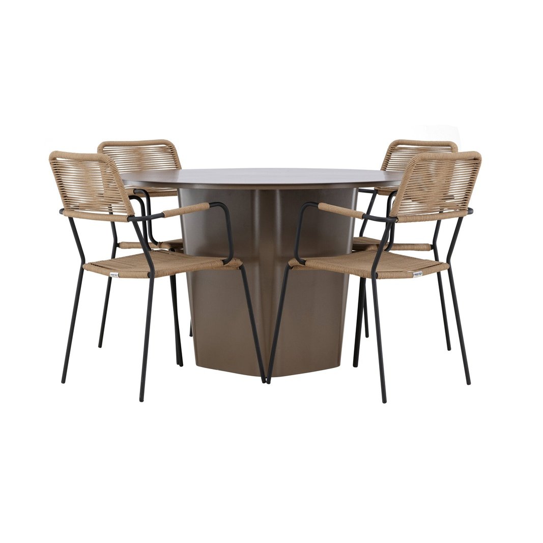 Santa Fe Spisebord ø120 Roasty + Lindos Lenestol Venture Design Spisegruppe