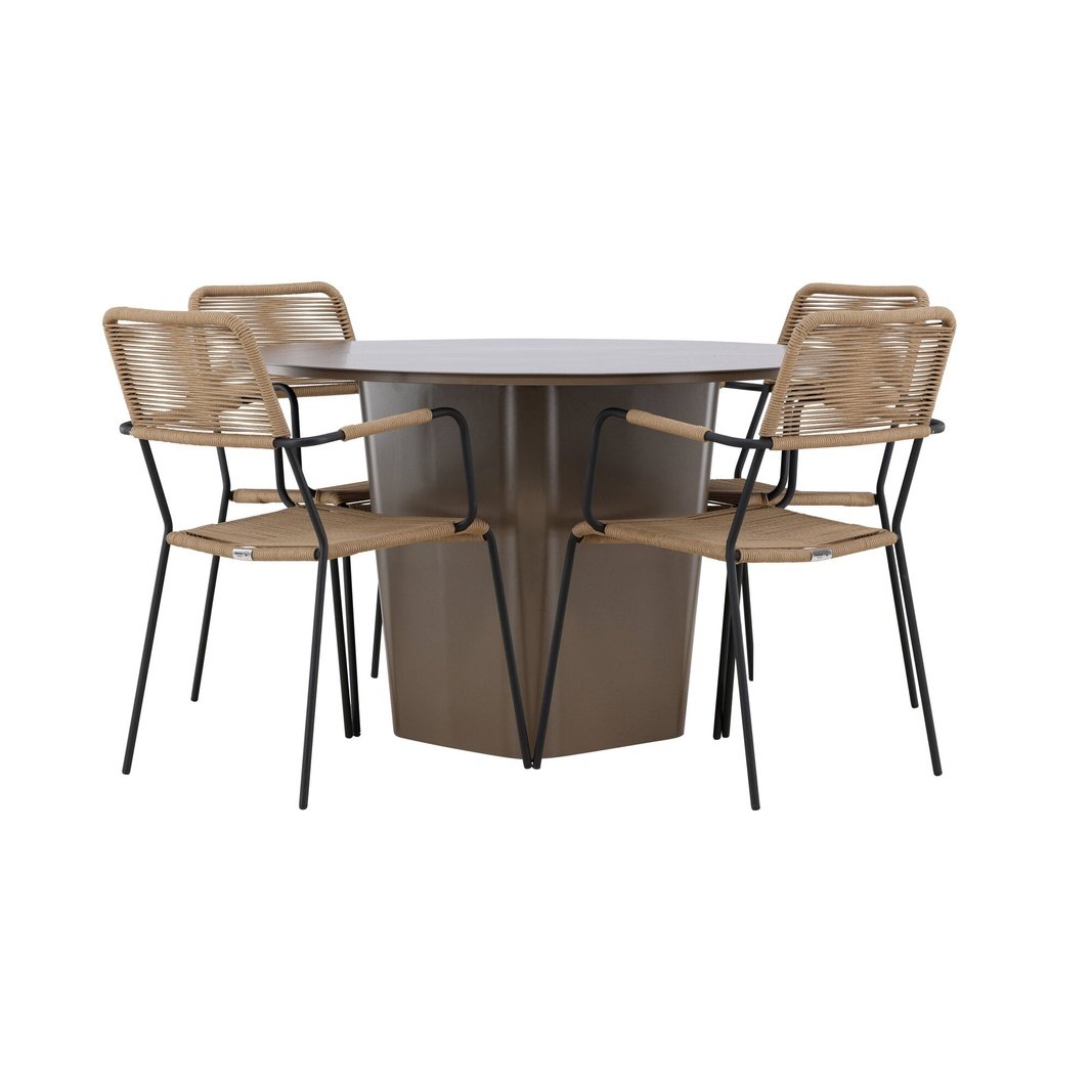 Santa Fe Spisebord ø120 Roasty + Lindos Lenestol Venture Design Spisegruppe