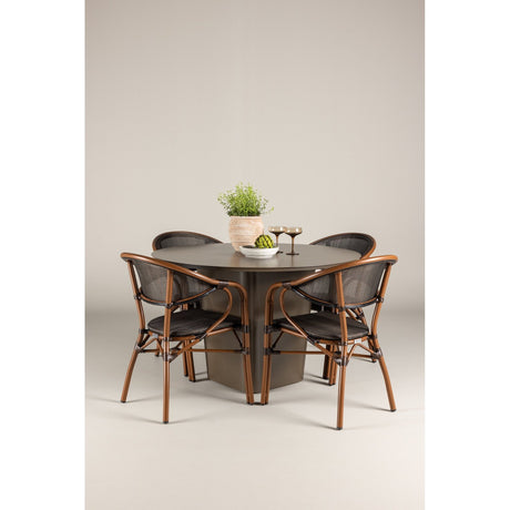 Santa Fe Spisebord ø120 Roasty + Vila Real Caféstol Venture Design Spisegruppe