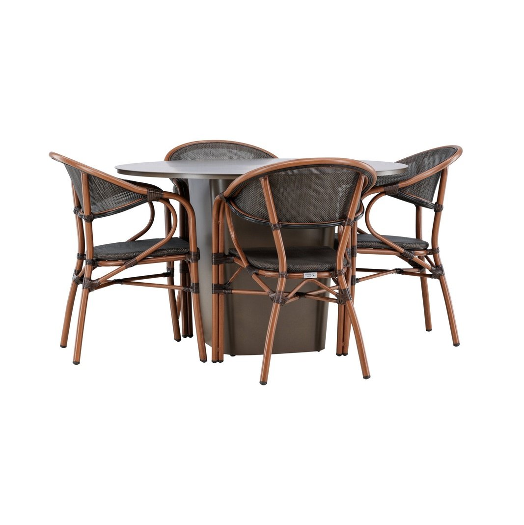 Santa Fe Spisebord ø120 Roasty + Vila Real Caféstol Venture Design Spisegruppe