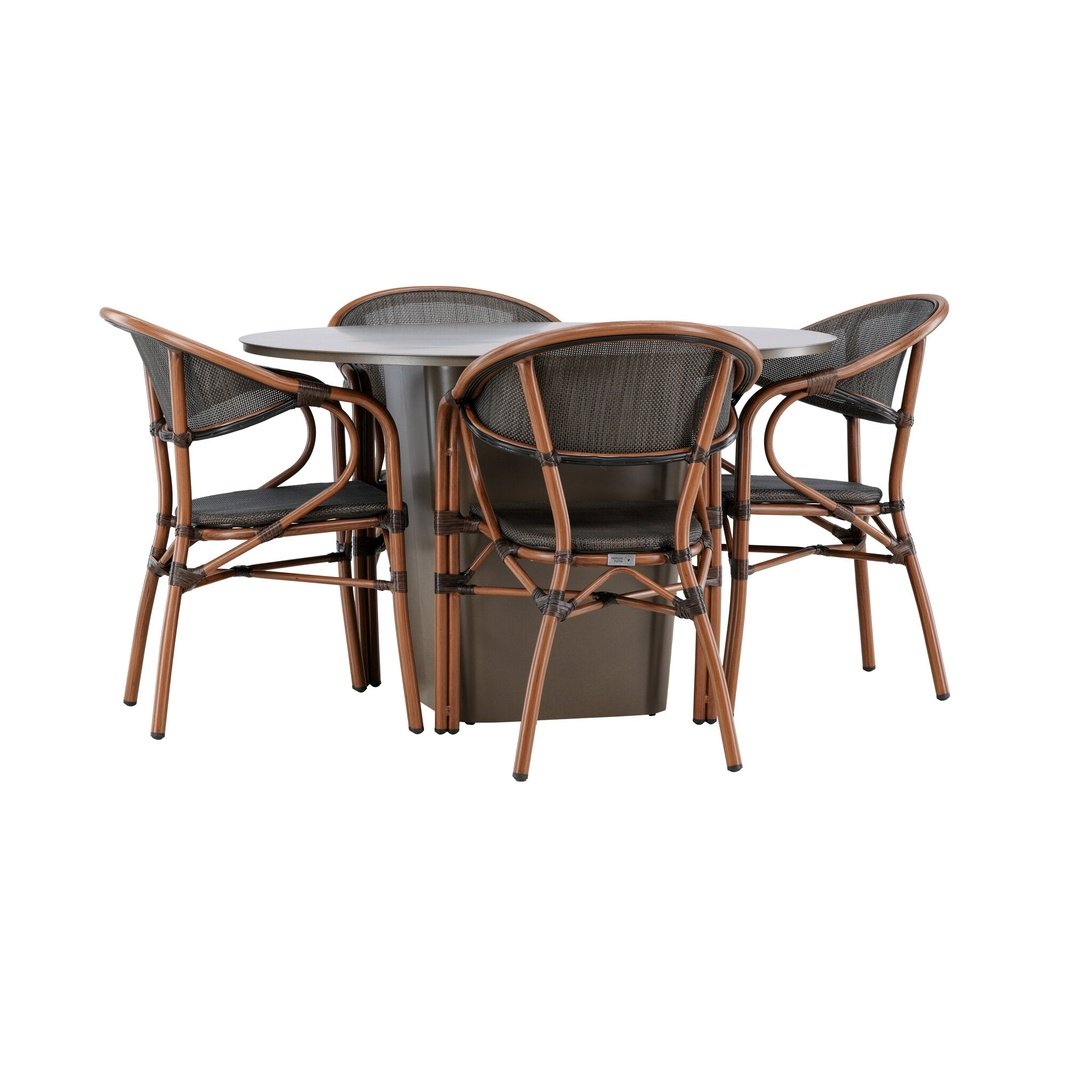 Santa Fe Spisebord ø120 Roasty + Vila Real Caféstol Venture Design Spisegruppe