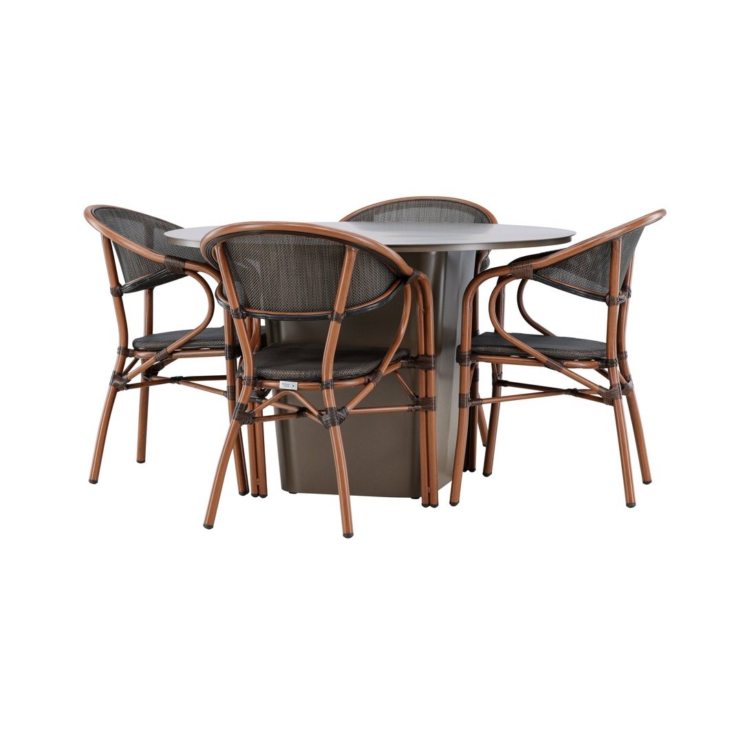 Santa Fe Spisebord ø120 Roasty + Vila Real Caféstol Venture Design Spisegruppe