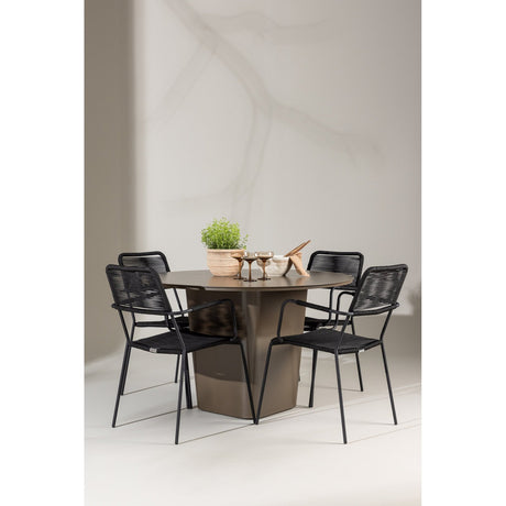 Santa Fe Spisebord ø120 Roasty + Lindos Lenestol Venture Design Spisegruppe