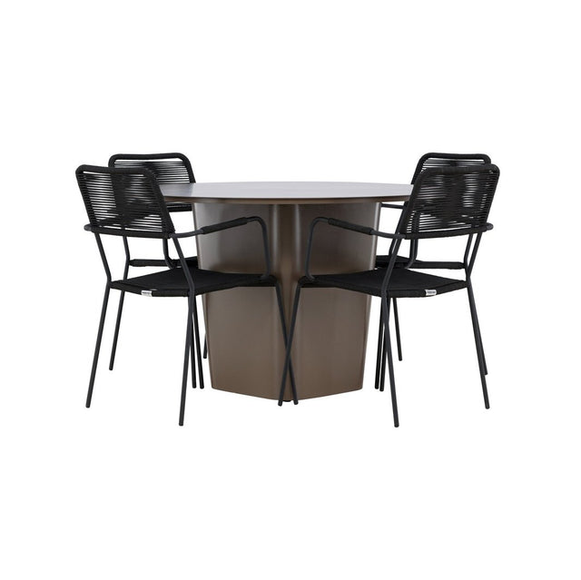 Santa Fe Spisebord ø120 Roasty + Lindos Lenestol Venture Design Spisegruppe