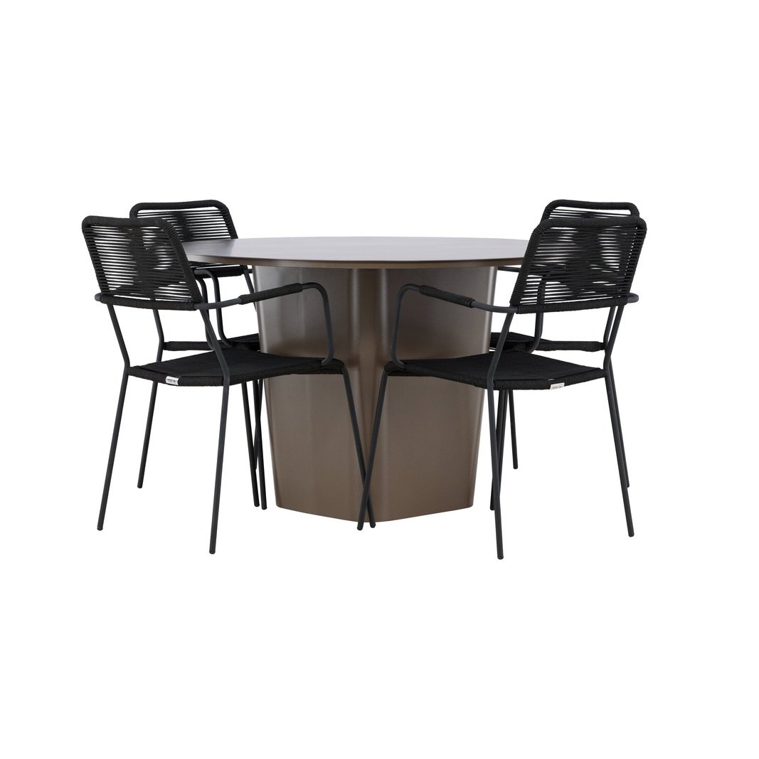 Santa Fe Spisebord ø120 Roasty + Lindos Lenestol Venture Design Spisegruppe