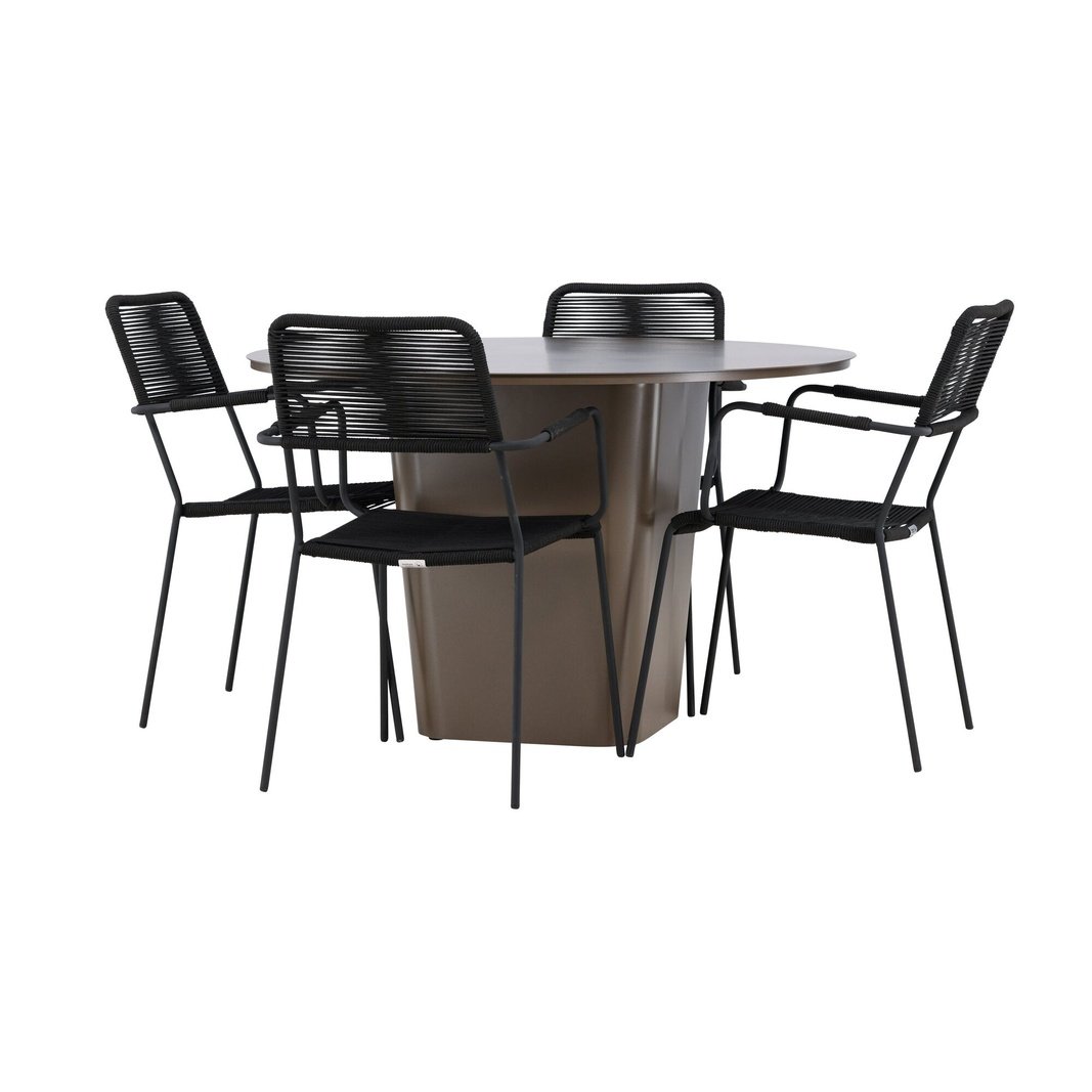 Santa Fe Spisebord ø120 Roasty + Lindos Lenestol Venture Design Spisegruppe