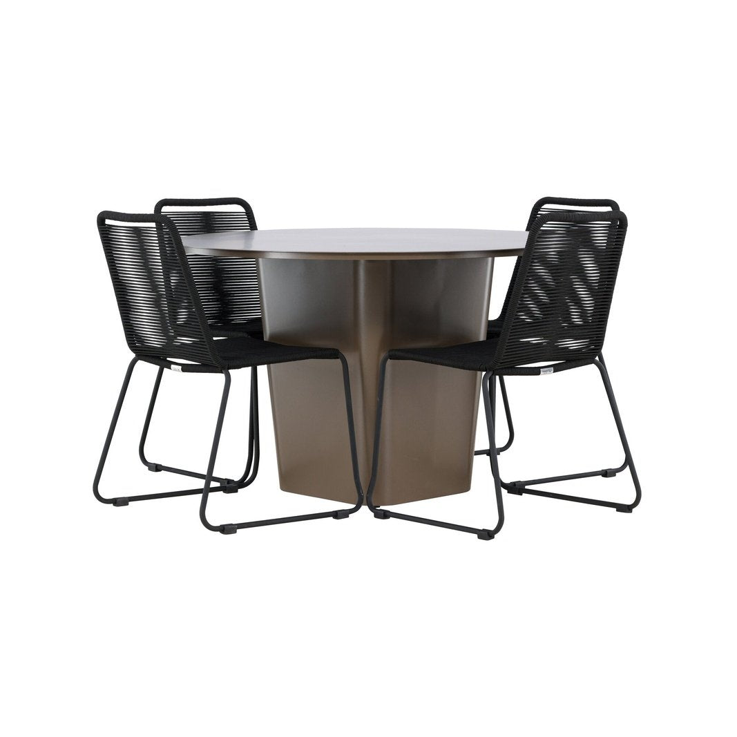 Santa Fe Spisebord ø120 Roasty + Lindos Venture Design Spisegruppe