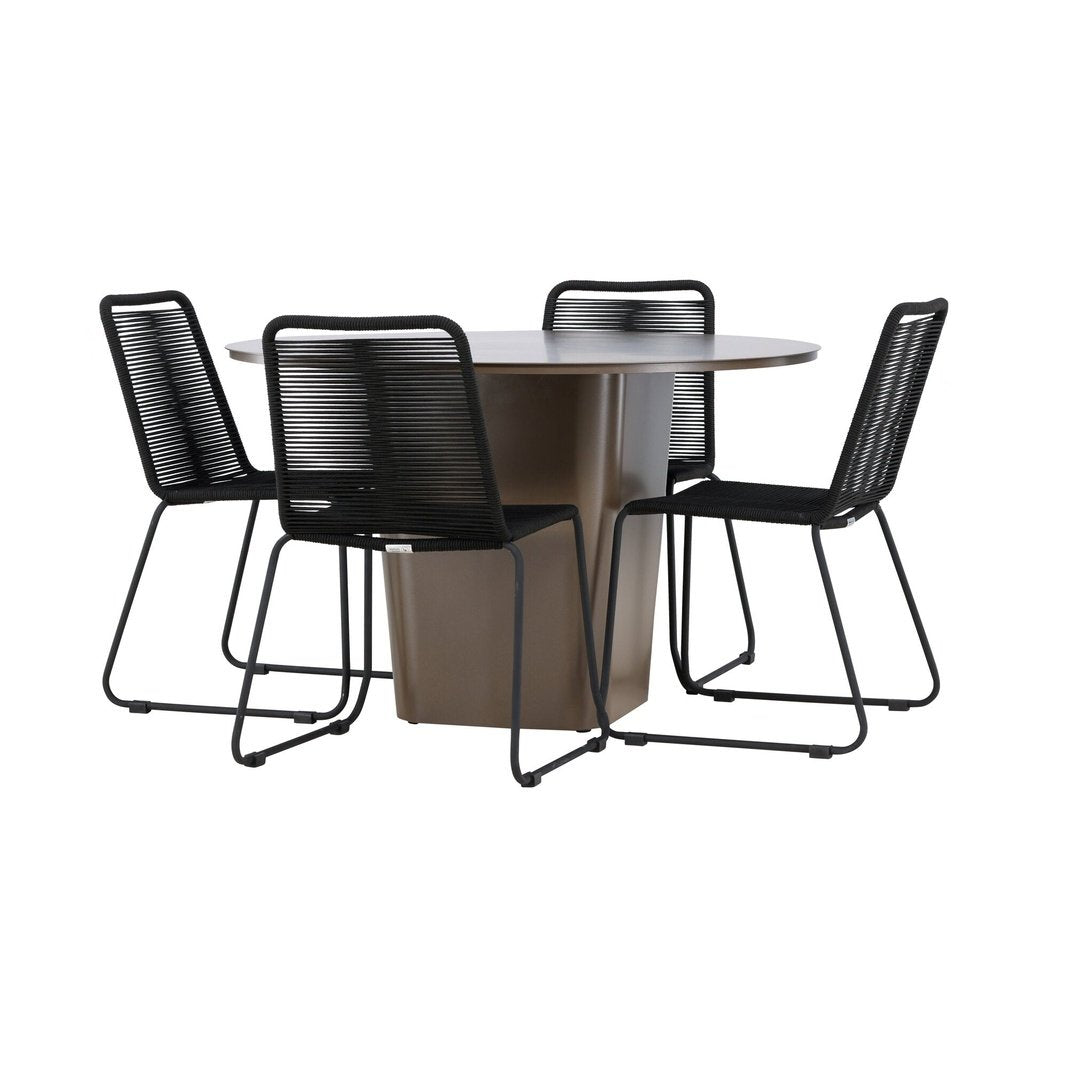 Santa Fe Spisebord ø120 Roasty + Lindos Venture Design Spisegruppe