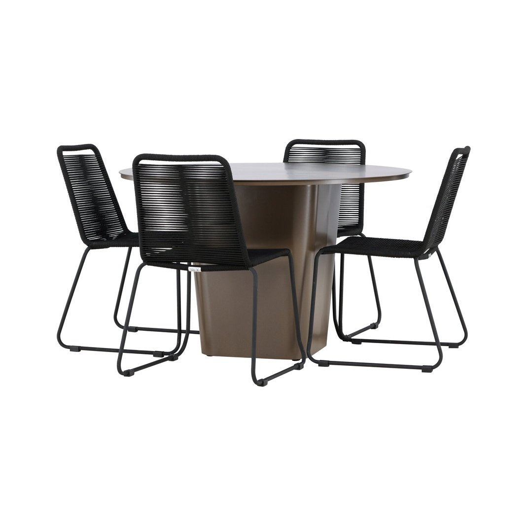 Santa Fe Spisebord ø120 Roasty + Lindos Venture Design Spisegruppe
