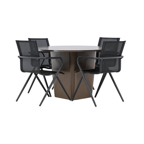Santa Fe Spisebord ø120 Roasty + Alina spisestoler Venture Design Spisegruppe