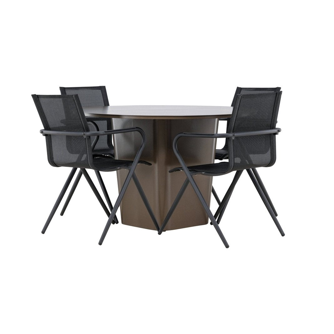 Santa Fe Spisebord ø120 Roasty + Alina spisestoler Venture Design Spisegruppe