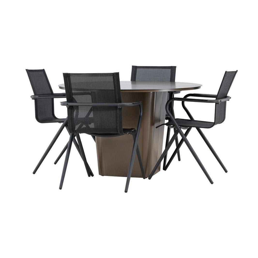 Santa Fe Spisebord ø120 Roasty + Alina spisestoler Venture Design Spisegruppe