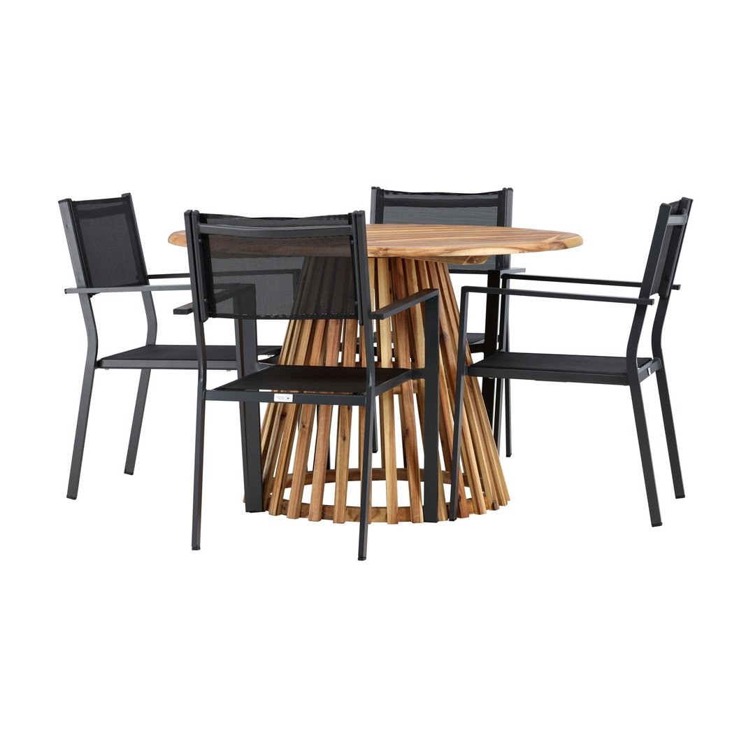 Lerret Spisebord Rundtø110**75 + Copacabana Venture Design Spisegruppe
