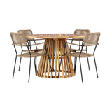 Lerret Spisebord Rundtø110**75 + Lindos Lenestol Venture Design Spisegruppe