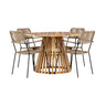 Lerret Spisebord Rundtø110**75 + Lindos Lenestol Venture Design Spisegruppe
