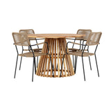 Lerret Spisebord Rundtø110**75 + Lindos Lenestol Venture Design Spisegruppe