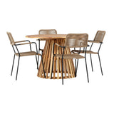 Lerret Spisebord Rundtø110**75 + Lindos Lenestol Venture Design Spisegruppe