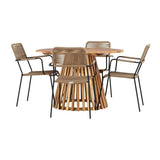Lerret Spisebord Rundtø110**75 + Lindos Lenestol Venture Design Spisegruppe