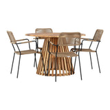 Lerret Spisebord Rundtø110**75 + Lindos Lenestol Venture Design Spisegruppe