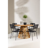 Lerret Spisebord Rundtø110**75 + Lindos Lenestol Venture Design Spisegruppe