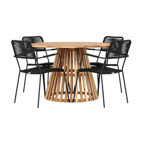 Lerret Spisebord Rundtø110**75 + Lindos Lenestol Venture Design Spisegruppe