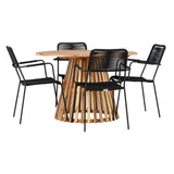 Lerret Spisebord Rundtø110**75 + Lindos Lenestol Venture Design Spisegruppe