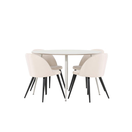 Plaza Dining Table with Velvet Dining Chair Venture Design Spisegruppe