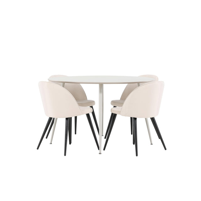 Plaza Dining Table with Velvet Dining Chair Venture Design Spisegruppe