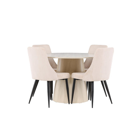 Lanzo Dining Table with Leone Dining Chair Venture Design Spisegruppe
