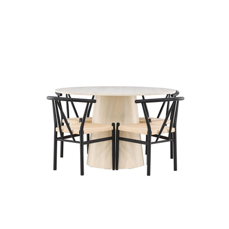 Lanzo Dining Table with Alfons Dining Chair Venture Design Spisegruppe