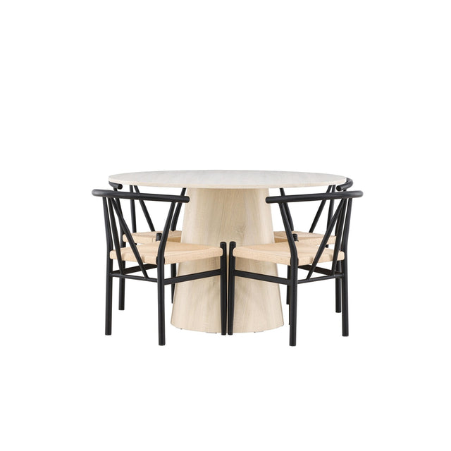 Lanzo Dining Table with Alfons Dining Chair Venture Design Spisegruppe